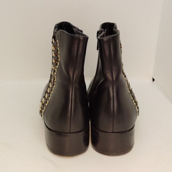 Vanell Rhena Designer Womens Pre-owned Black Leather Ankle Boots w/Zipper-sz. 9N - Picture 6 of 7